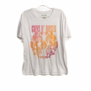 Guns N Roses Mens White T-Shirt Graphic Print Short Sleeve Round Neck L 12/14